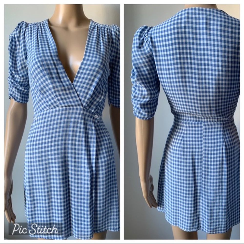 Reformation Blue Gingham Mini Dress - Picture 5 of 10